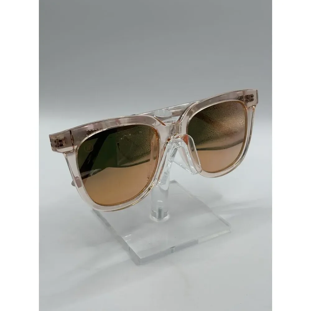 Blenders Gemstone Sunglasses Pink Transparent Mirrored Square Women